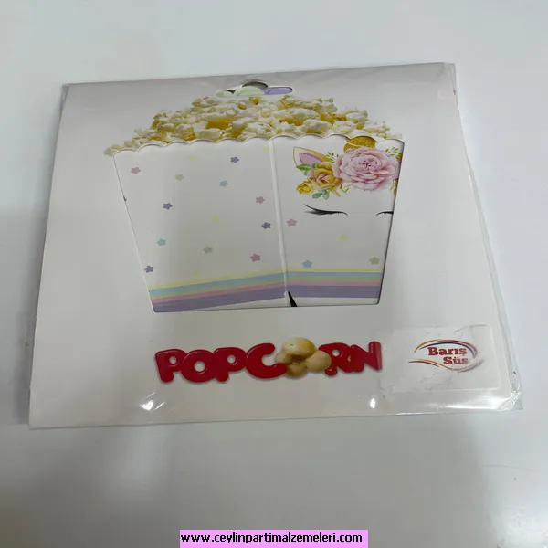 Unicorn Çiçekli Temalı Popcorn Kutusu